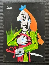 Pablo Picasso Drawing on paper (Handmade) signed and stamped mixed media.