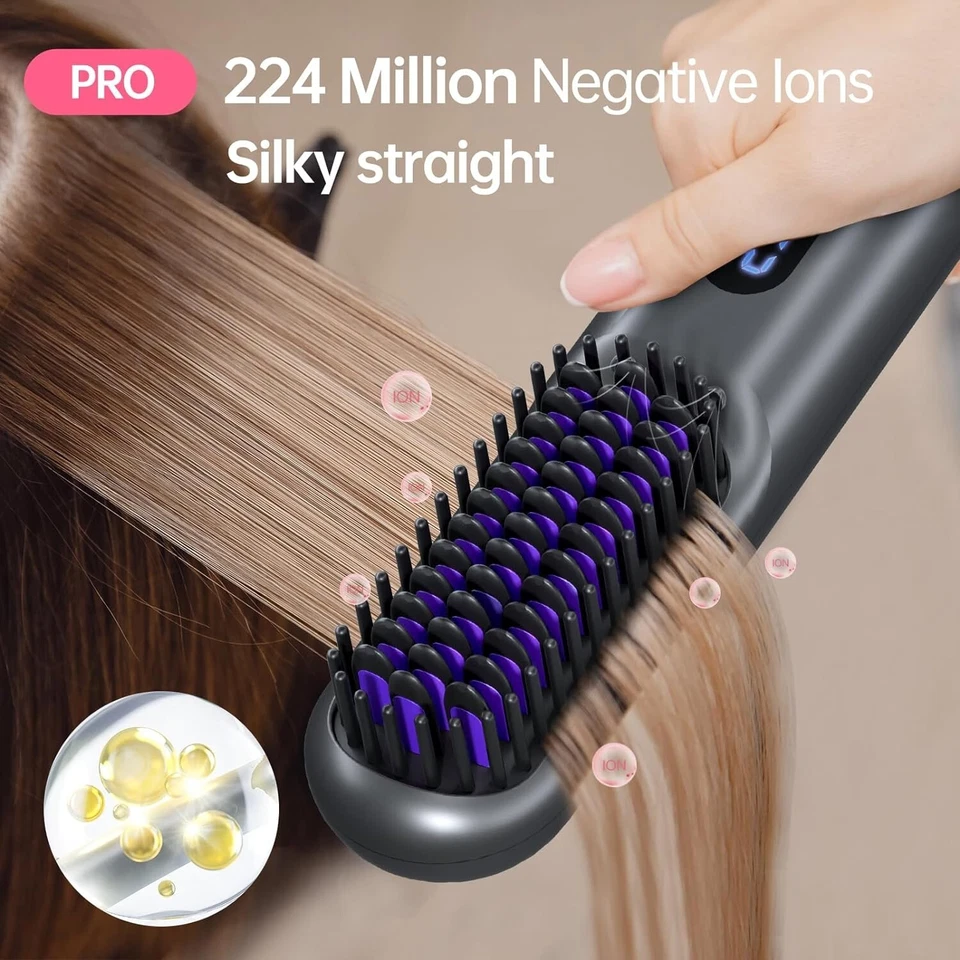Cordless Hair Straightener Brush-Portable Straightening Comb for Travel&Home - Image 4 of 4
