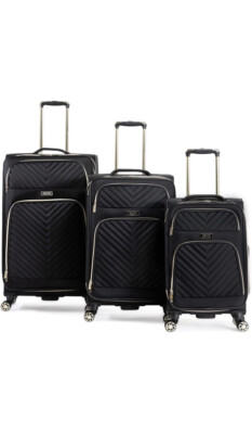 Kenneth Cole Reaction Chelsea Luggage Chevron Softside 8-Wheel Spinner  Black Set