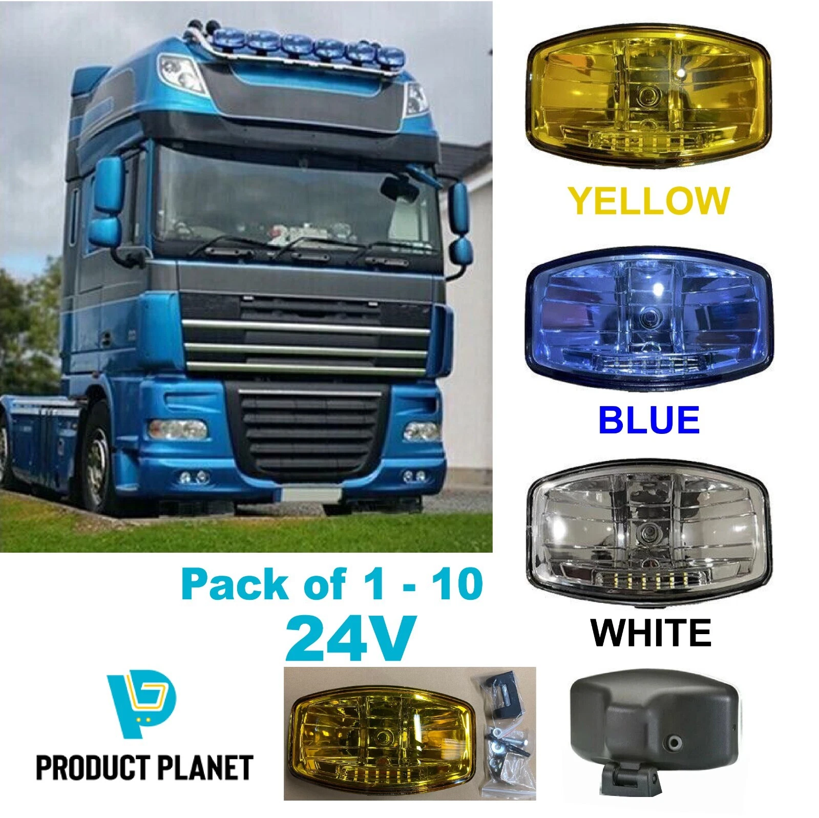 Jumbo 320 FF Spot &Sidelight 24V Truck Lamp Kelsa BAR Scania Volvo MAN 3 Colours