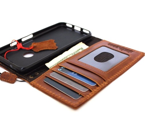 Genuine real natural leather case for Google Pixel book wallet cover slim brown - Picture 6 of 6