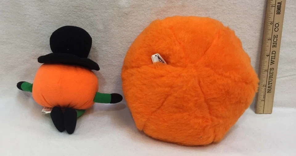 Disfraz de calabaza de Halloween niño pequeño 6 - 12 meses con sonajero de felpa y cuidador de estante Foto 4 de 4