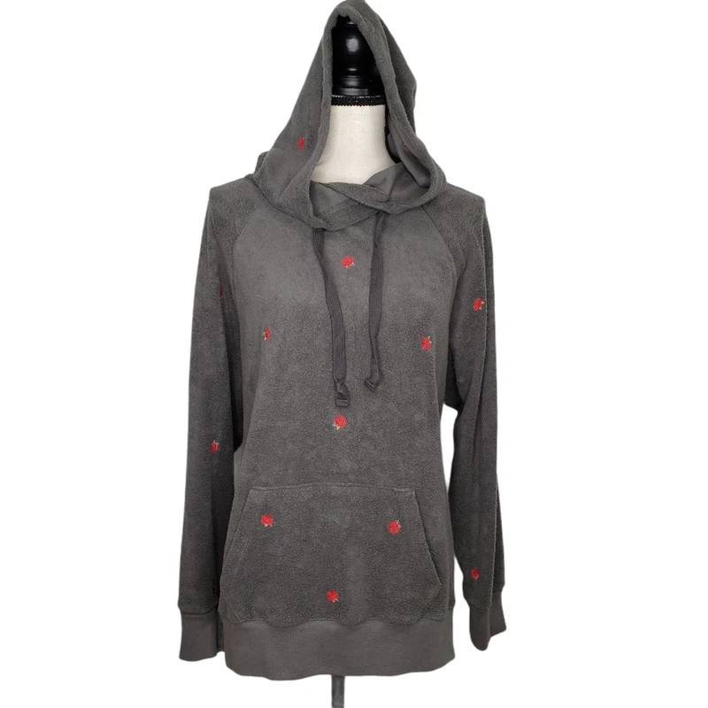 victoria-secret-vs pullover embroidery roses pocket fleece hoodie