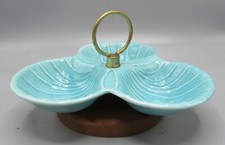 Vintage California Pottery 3-Section Blue 9