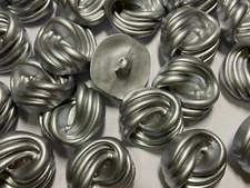 Braided/Swirl Design Lightweight Poly Button Matte Silver 15mm 25mm Shank Base