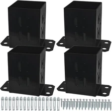 4X4 Wood Fence Post Base Brackets | Heavy Duty Powder-Coated 13-Gauge Steel Anch