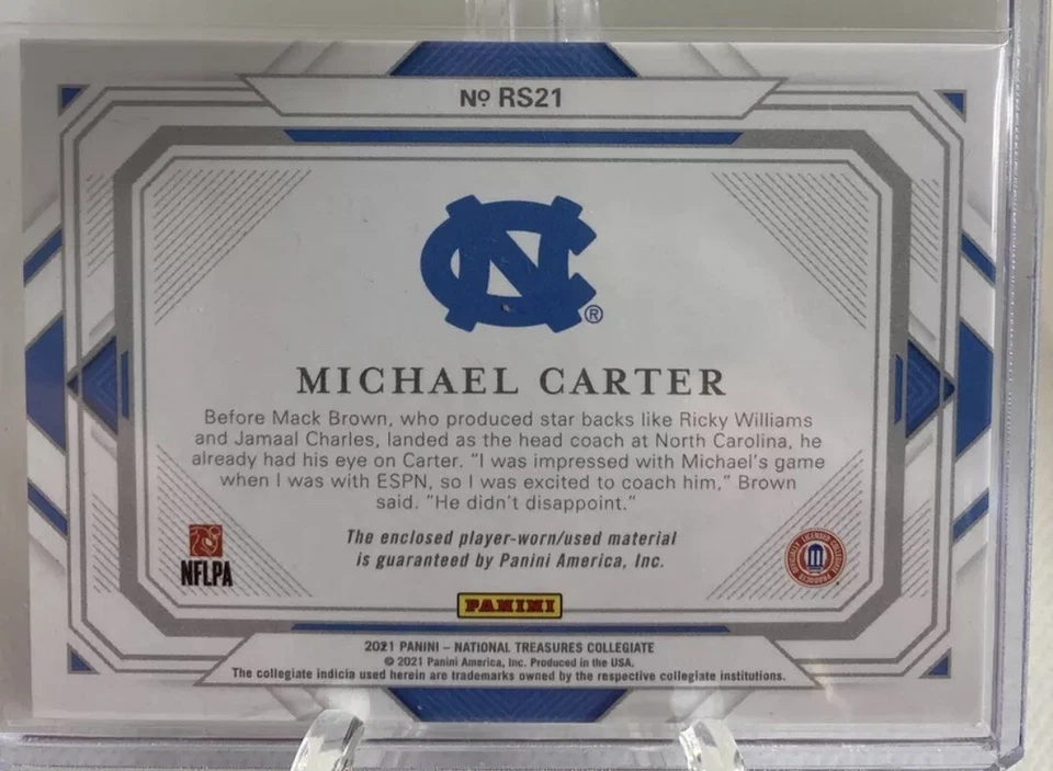 2021 National Treasures Collegiate MICHAEL CARTER Jumbo Patch SP RC #56/99 - Image 2 of 2