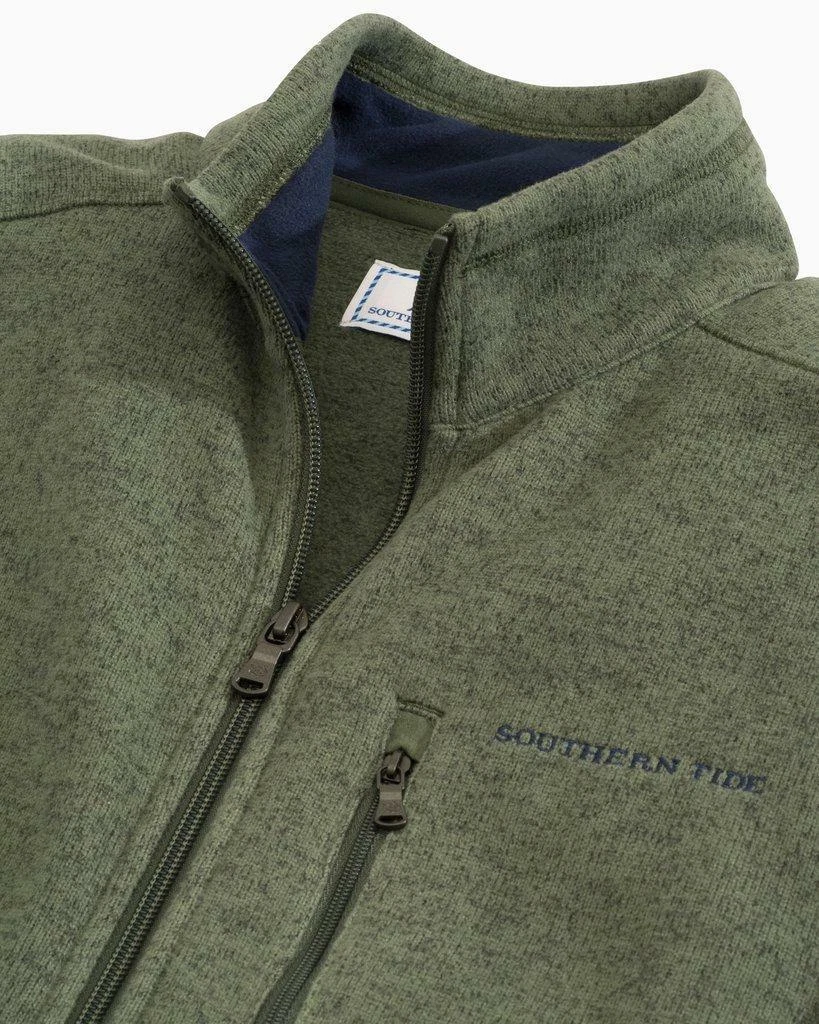SOUTHERN TIDE Mens SAMSON PEAK Full-Zip Fleece Sweater Vest Moss Green SMALL