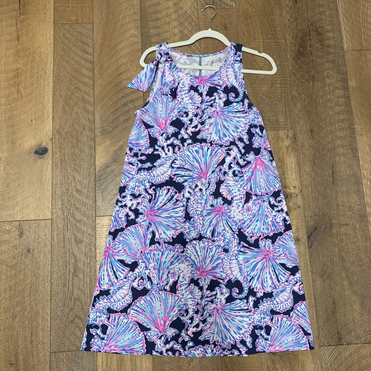 Lilly Pulitzer Luella Swing Dress Deep Sea Navy Shells Bells S EUC wore once