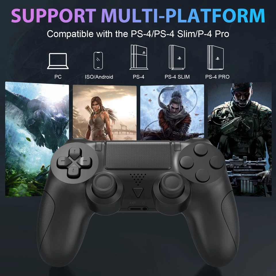Wireless Bluetooth Controller Game Joystick Double Vibration for PS4/Slim/Pro - image 4 of 4