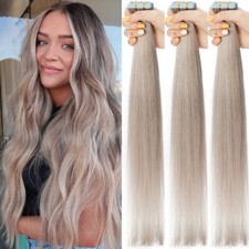 Thick Tape In Remy Human Hair Extensions Full Head Skin Weft Blonde BROWN Black