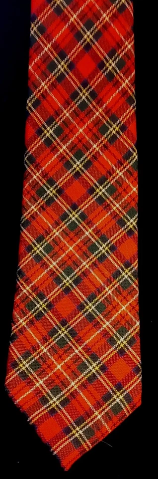 Club Room Tie Men's Red Plaid Punk Emo Goth Grunge Vintage Made In USA 100% Wool - Image 2 of 4