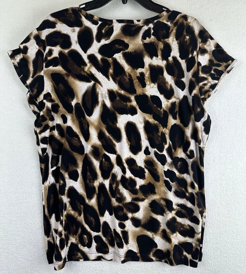 Blusa Grace Elements Top Mujer XL Estampado Animal Sin Mangas Cuello Redondo Elastizada Foto 2 de 4