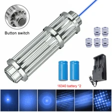 450nm Blue Laser Pointer Visible Beam Light Torch Lazer Pen Light w/ Battery+Box