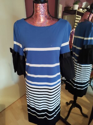 CRISTINAEFFE MILANO kleid ,gr DE-40,strick elegant gestreift ,Akzent Bögen NEU