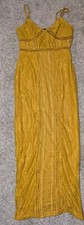 Pretty Little Thing Yellow mustard Lace midi dress 8
