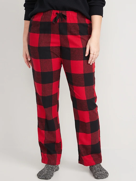 New Old Navy Womens Plus Size 3X Red Buffalo Plaid Mid-Rise Flannel Pajama  Pants