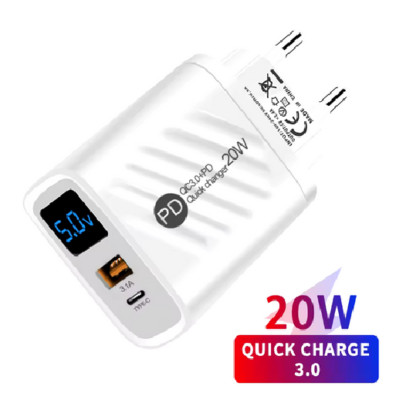  USB-Ladegerät 20 W Schnellladegerät mit V / A -Anzeige und Quick Charge 3.0  