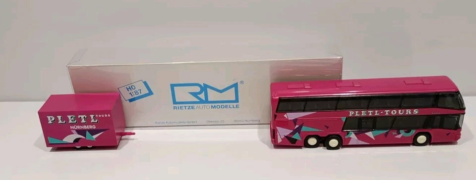 Lote de 2 autobuses Rietze escala HO vintage casi nuevos en caja completos con accesorios Foto 4 de 4