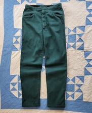Vintage 1970s Green Cotton Chamois Cloth Pants Lightning Zipper sz 25