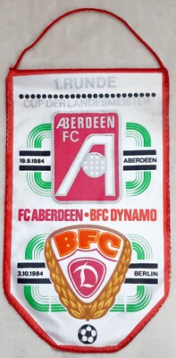 Genuine Pennant BFC Dynamo Berlin FC Aberdeen GDR EC 1984 pennant football Scotland