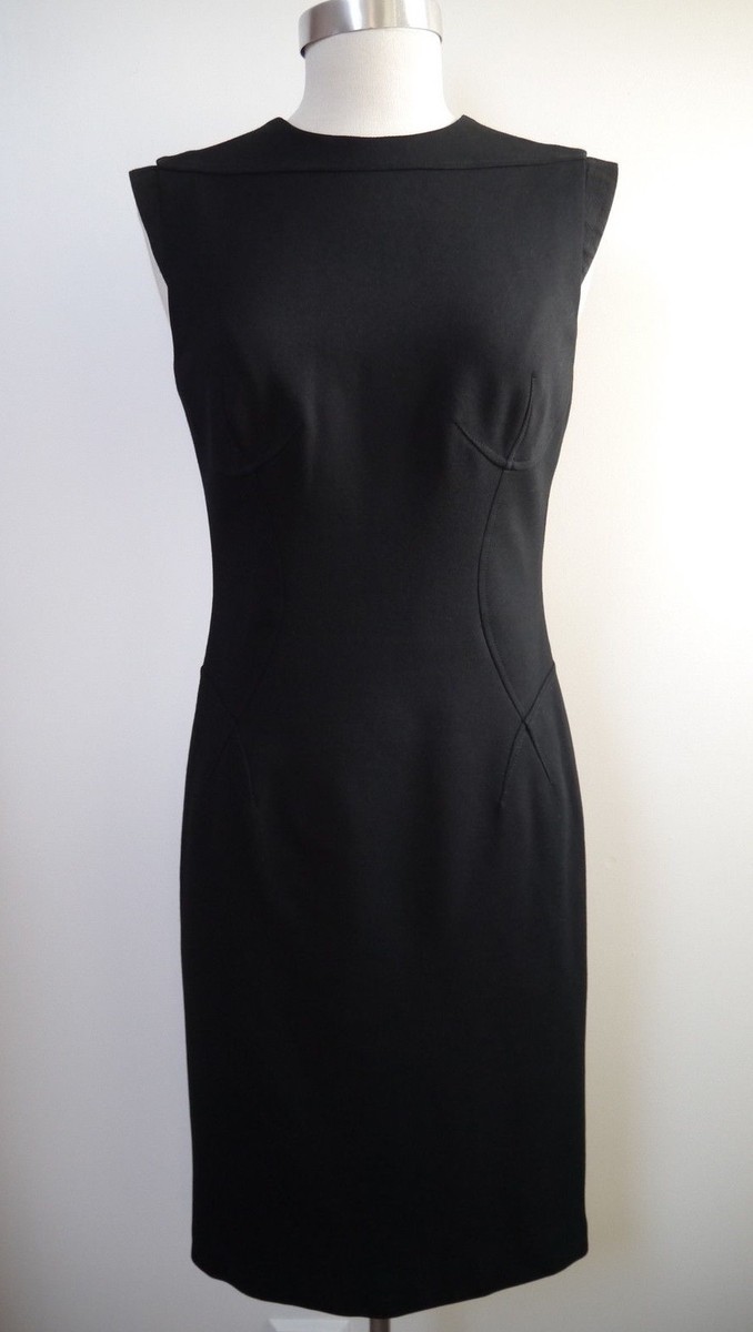 plain black fitted dress VERSACE black fitted knit sheath dress Italian size 40 WORN ONCE