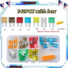 140pcs 30A 25A 20A 15A 10A 7.5A 5AATR Micro2 Blade Fuses Assorted Kit Car Truck