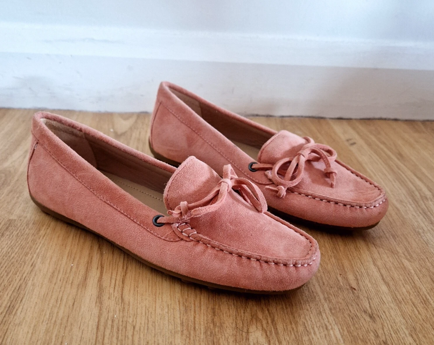 Mocassini Ecco rosa taglia UK 2 5 3 slip on ballerine scamosciate comode suole in gomma