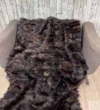 Luxury Brown fur fox blanket throw. Real fur blanket