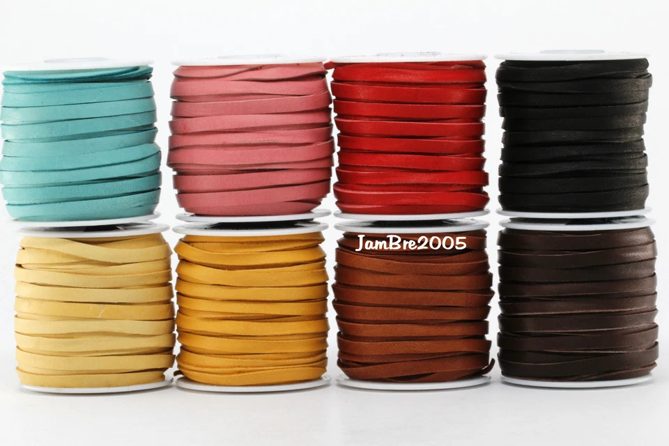 Rollo de carrete de encaje de cuero de ciervo de piel de ciervo 3/16" 5 mm x 50 pies cuerda de cordón artesanía Foto 2 de 3