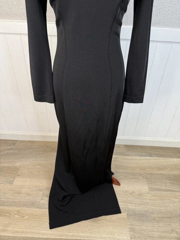 Vtg Tadashi Shoji Dress Womens Fits Sz S Black 90's Gothic Glam Square Neck Mesh - Image 3 of 4