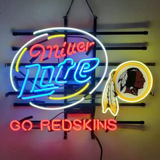 24" Washington Go Redskins Beer Neon Sign Glass Beer Bar Cave Decor Gift