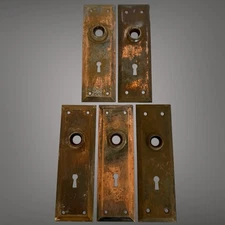 5 Vintage Antique Victorian Copper Brass Patina Backplates Reclaimed Salvage