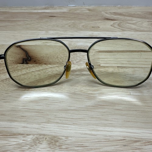 Vintage Eye Q Navigator Eyeglasses Silver w Gold Hue Accents 55-17-145 - Picture 5 of 8