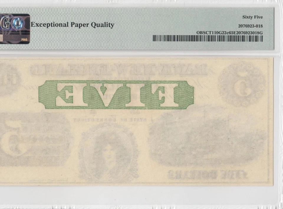 1860 BANK OF NEW ENGLAND "EAST HADDAM" $5 **RARE** (( PMG 65 EPQ )) - Image 3 of 4