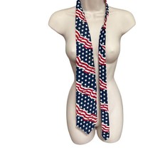 Necktie American Flag Stars One Size Blue Excellent Patriotic USA