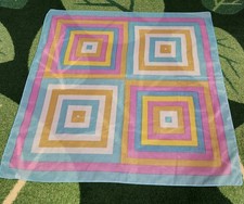 Vintage 4 Square Pastel Scarf Spring 70s 80s 90s Polyester Retro Color Block