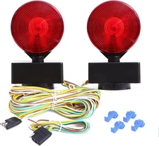CZC AUTO 12V Two Sided Magnetic Towing Light Kit for Trailer Rectangular Base 