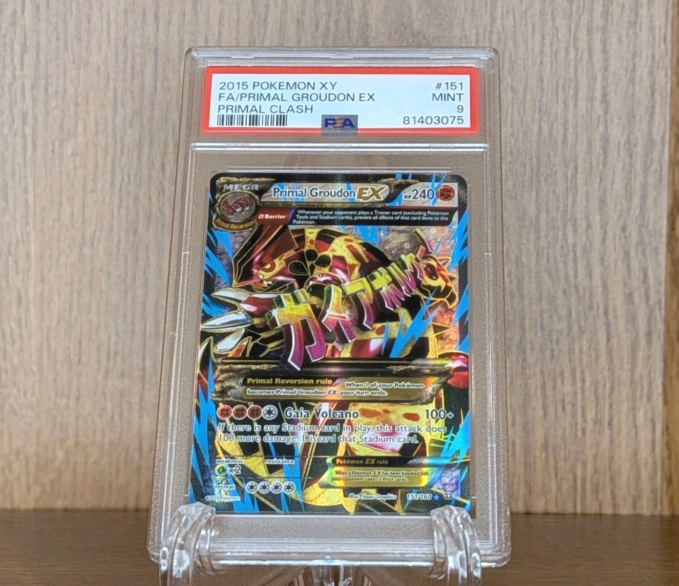 PSA 9 Mint Primal Groudon EX #151 Primal Clash Full Art HOLO Pokemon Card