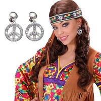 Silberne Ohrclips Peace Ohrringe FüR Hippies Und Karneval Mottopartys