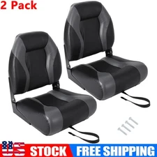 2-Pack Boat Seats High Back Folding Fishing Boat Seat Chairs Sponge Padding,Grey