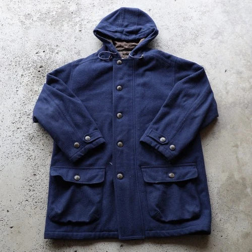 Vintage 90s Aeropostale Compagnie Generale Navy Wool Hooded Coat Men's Size M - product listing photo