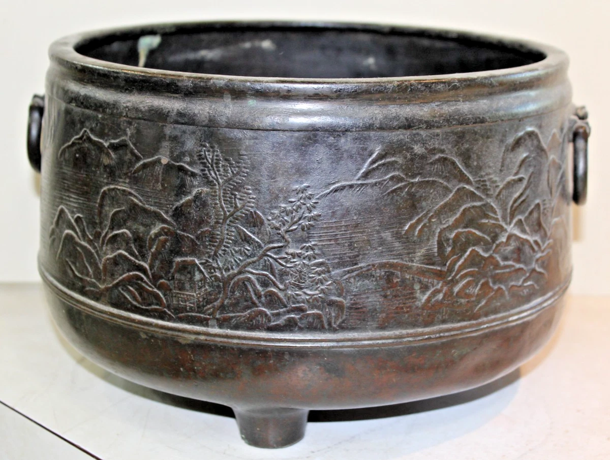 棕色古董原始中国风青铜香炉| eBay