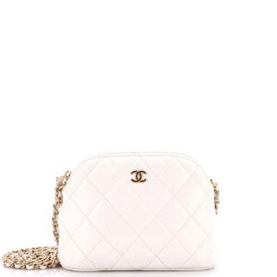 Chanel CC Dome Zip Clutch with Chain Quilted Caviar Mini | eBay