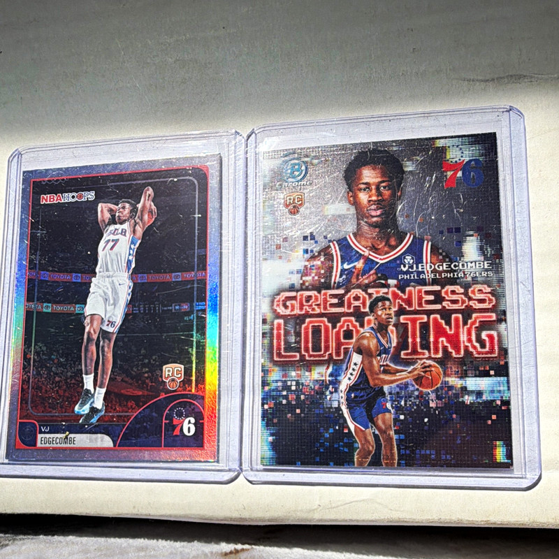 Topps VJ Edgecombe 76ers 2-Card Rookie Lot NBA Hoops #244 Bowman Chrome U GL-3