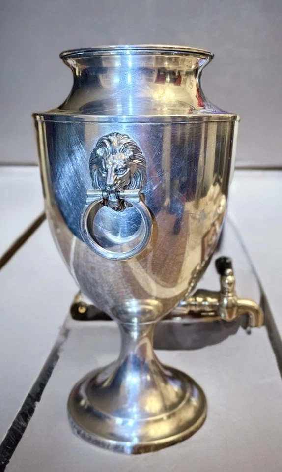 Samovar ruso antiguo plateado sobre latón Foto 2 de 4