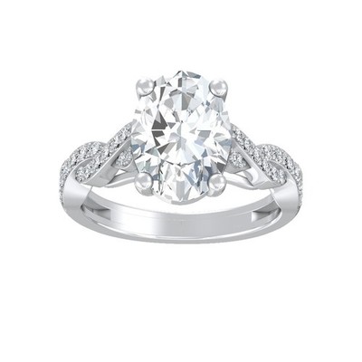 3.01Ct Lab Grown Diamond Double Twist Engagement Ring Size 7 14K White Gold