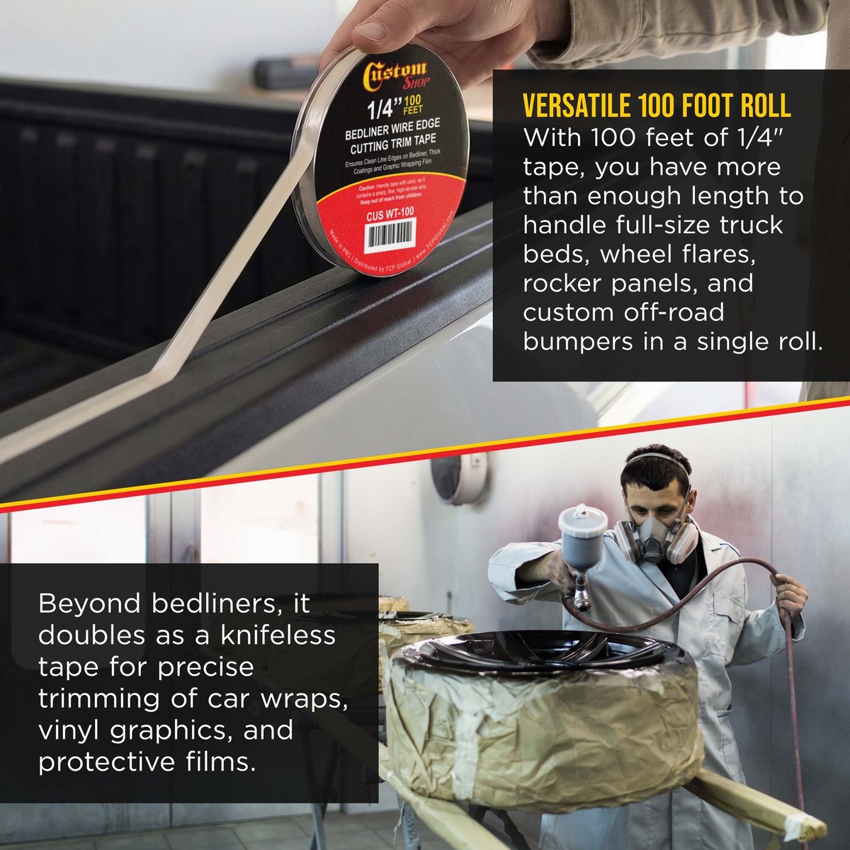 Custom Coat Bedliner Wire Edge Tape 1/4
