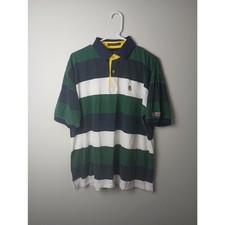 Vintage Tommy Hilfiger Color Block Stripped 90s Polo Shirt Men's Large Collar
