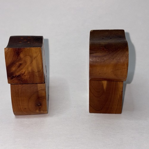 Vintage Real Wood Letters Salt and Pepper Shakers w/ Stoppers 1940’s Typography - Picture 3 of 11